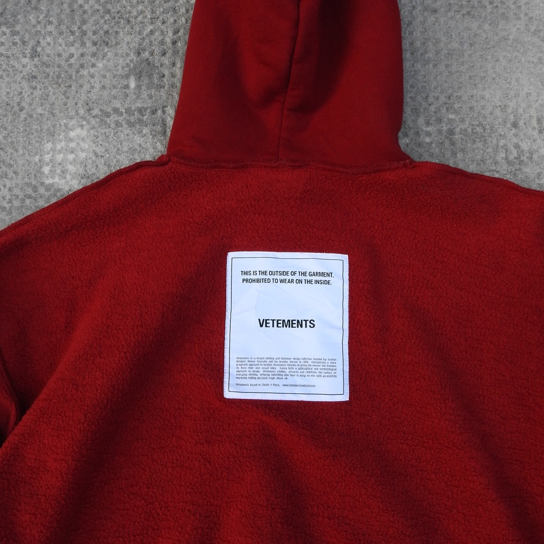 VETEMENTS 2017 RED Inside-Out Hoodie