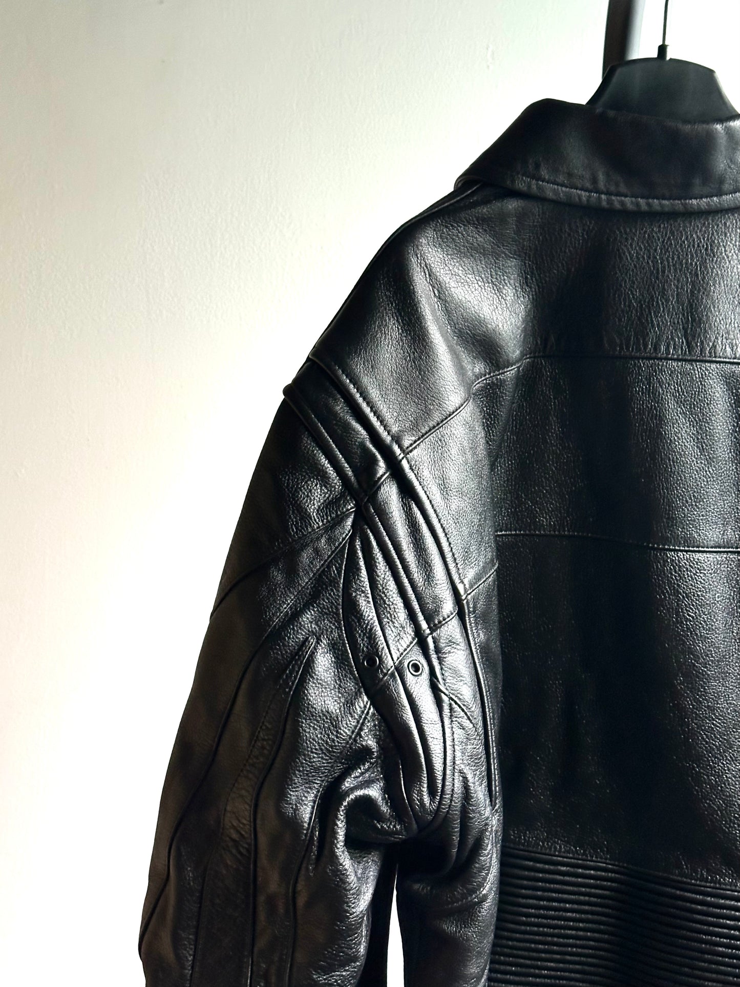 BALENCIAGA SS19 BUFFALO LEATHER LOGO RIDER JACKET