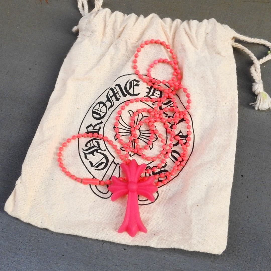 CHROME HEARTS PINK SILICONE CROSS NECKLACE 🎀