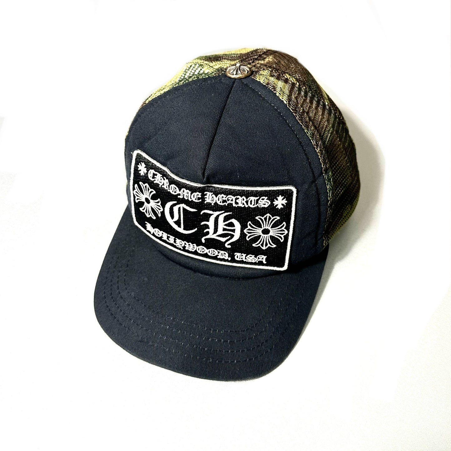 CHROME HEARTS VINTAGE CAMO TRUCKER HAT