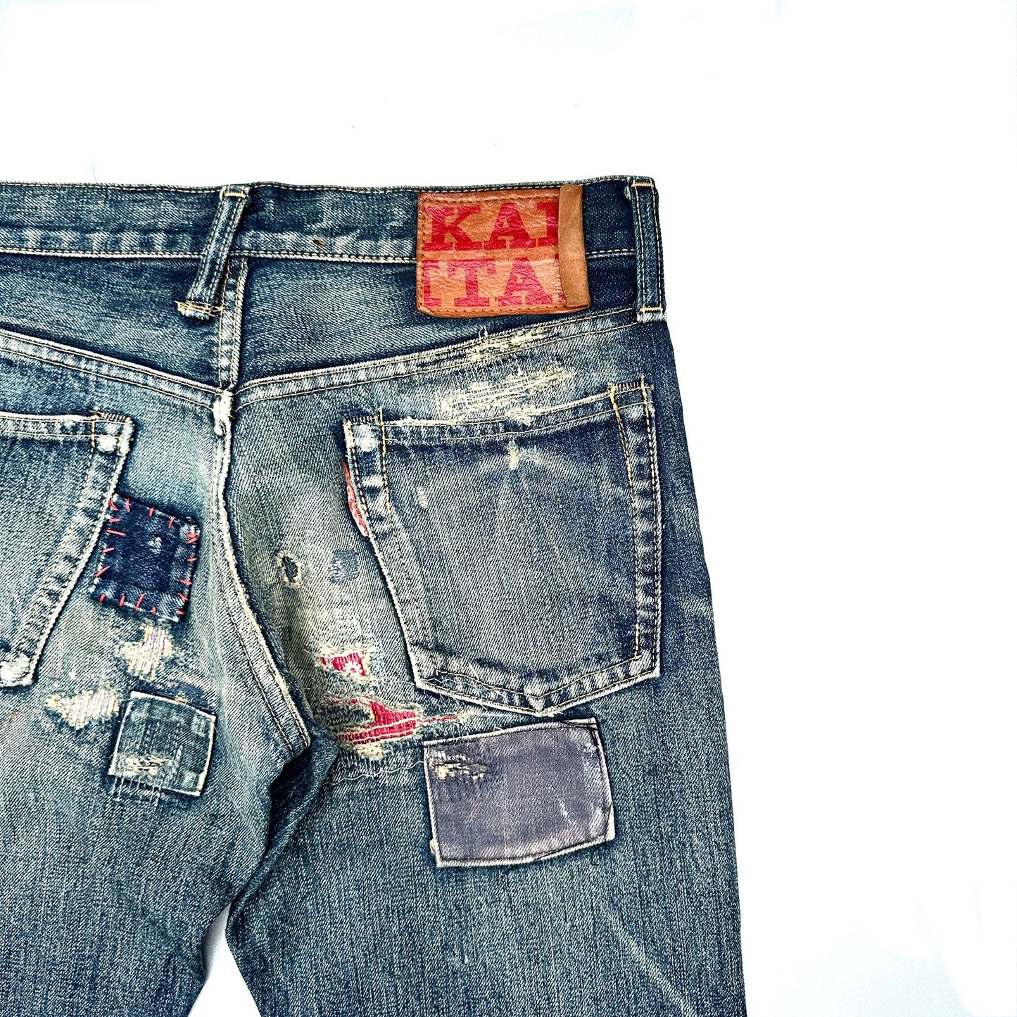 KAPITAL LEGS PATCHWORK FLARED JEANS