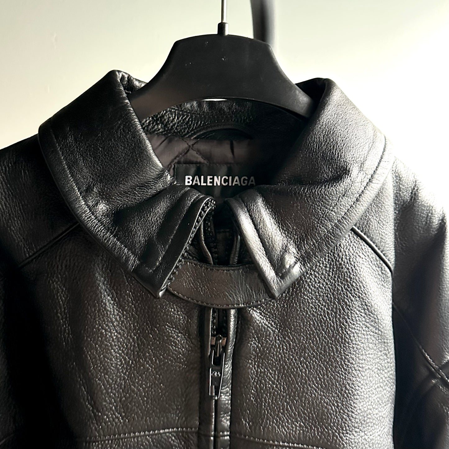 BALENCIAGA SS19 BUFFALO LEATHER LOGO RIDER JACKET