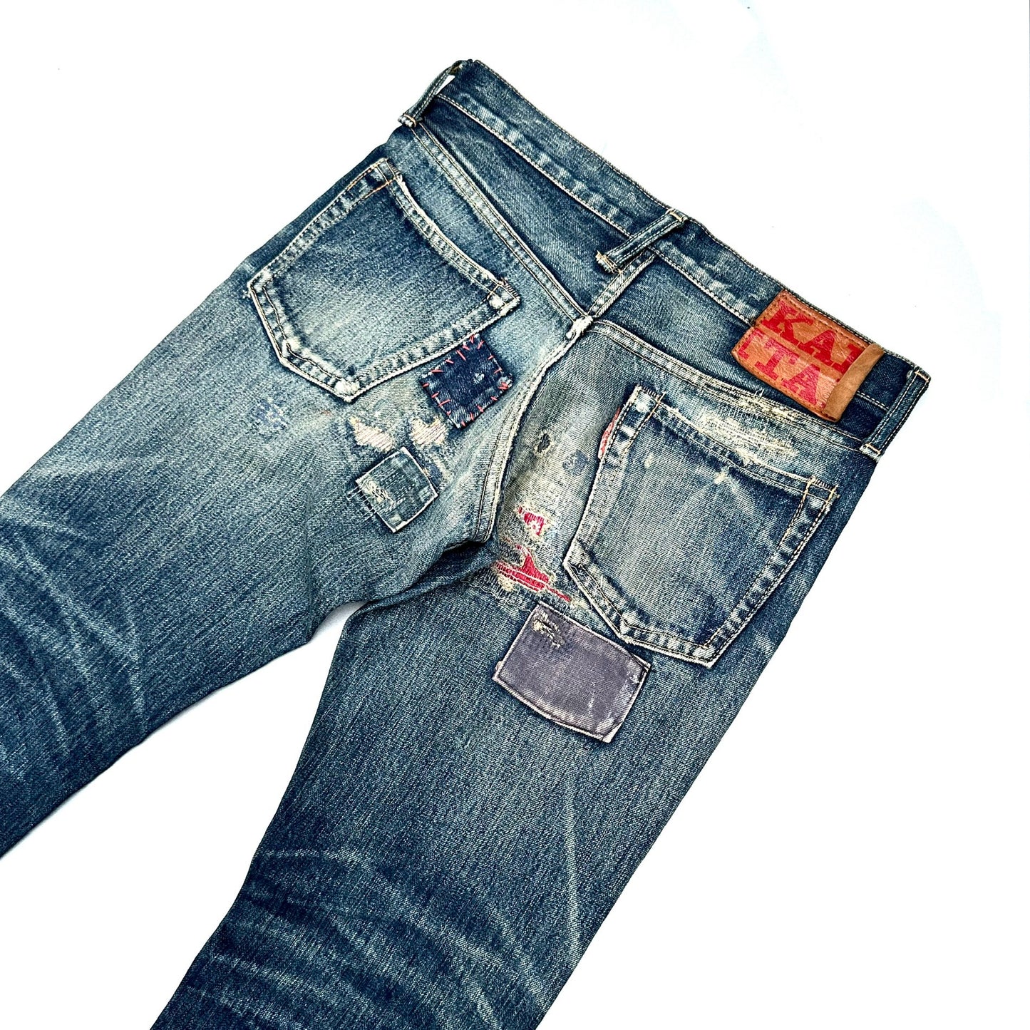 KAPITAL LEGS PATCHWORK FLARED JEANS