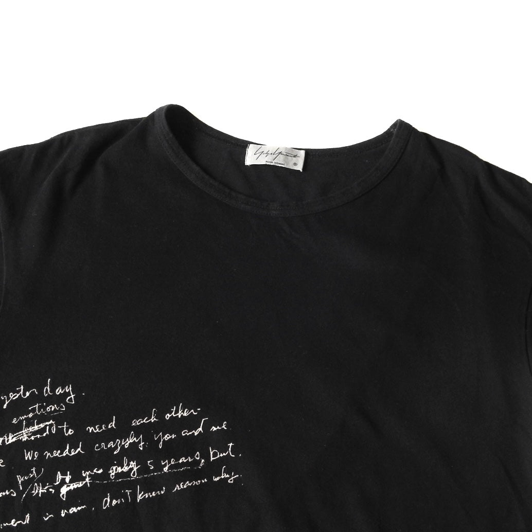 YOHJI YAMAMOTO 19SS Black Letter Tee