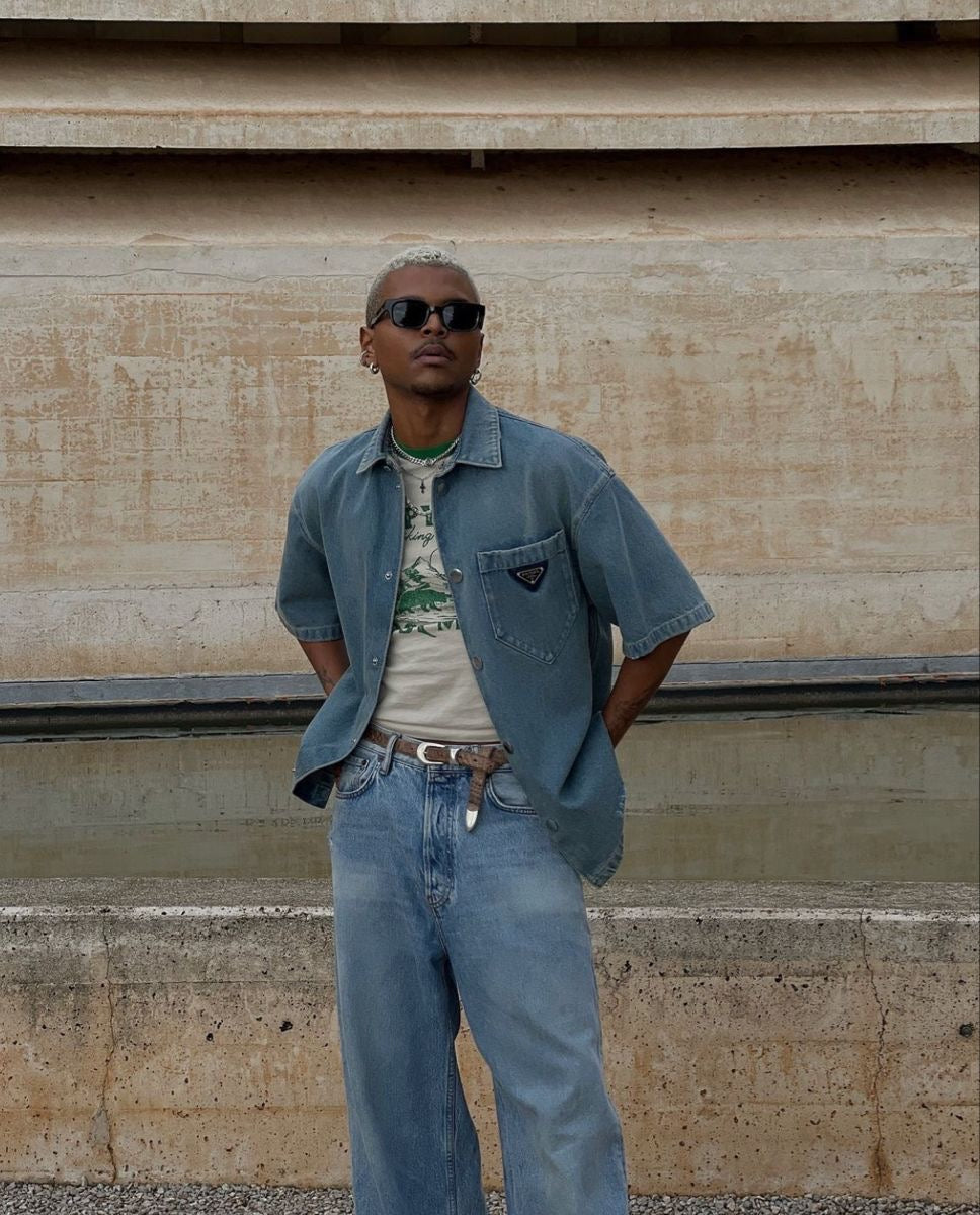 Prada Short Sleeve Denim Shirt