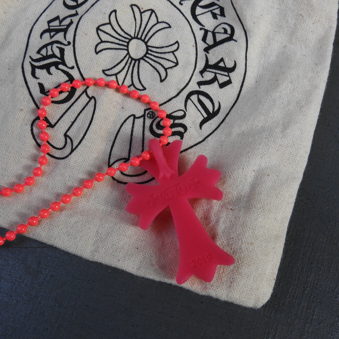 CHROME HEARTS PINK SILICONE CROSS NECKLACE 🎀