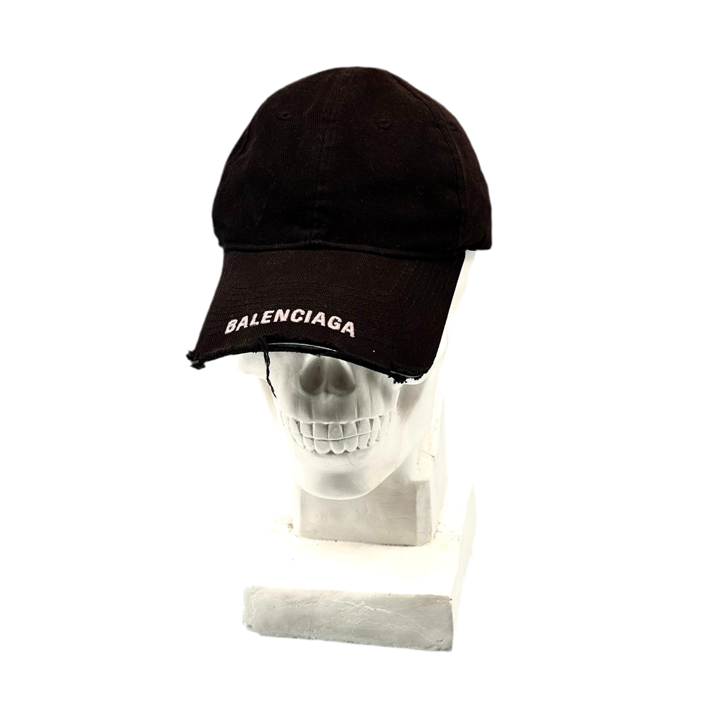 BALENCIAGA LOGO VISOR DISTRESSED CAP