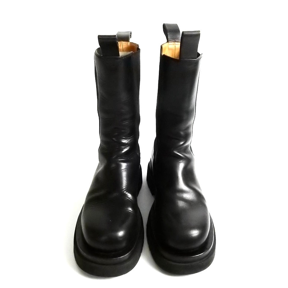 BOTTEGA VENETA BLACK LEATHER LUG BOOTS