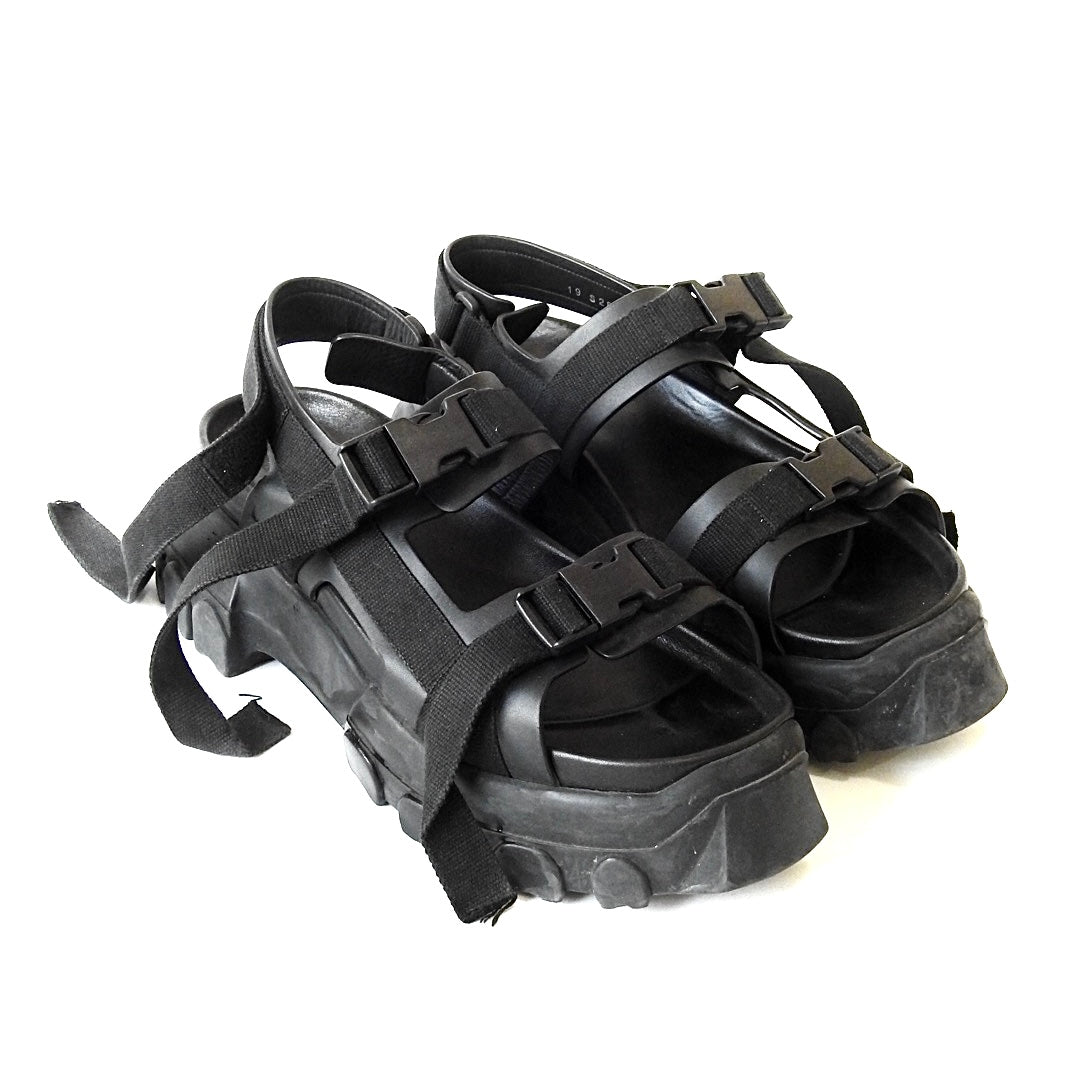 RICK OWENS TRACTOR PLATFORM LEATHER SANDALS