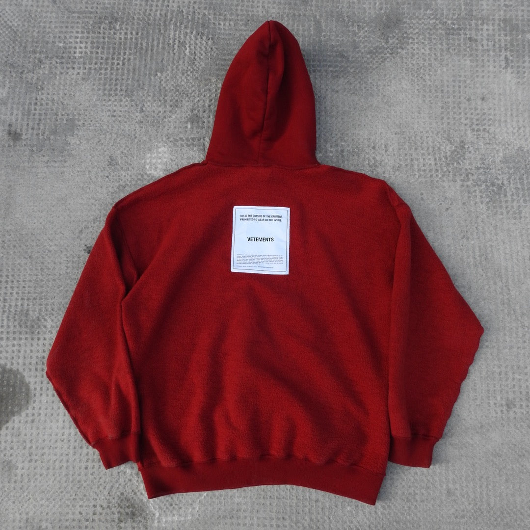 VETEMENTS 2017 RED Inside-Out Hoodie