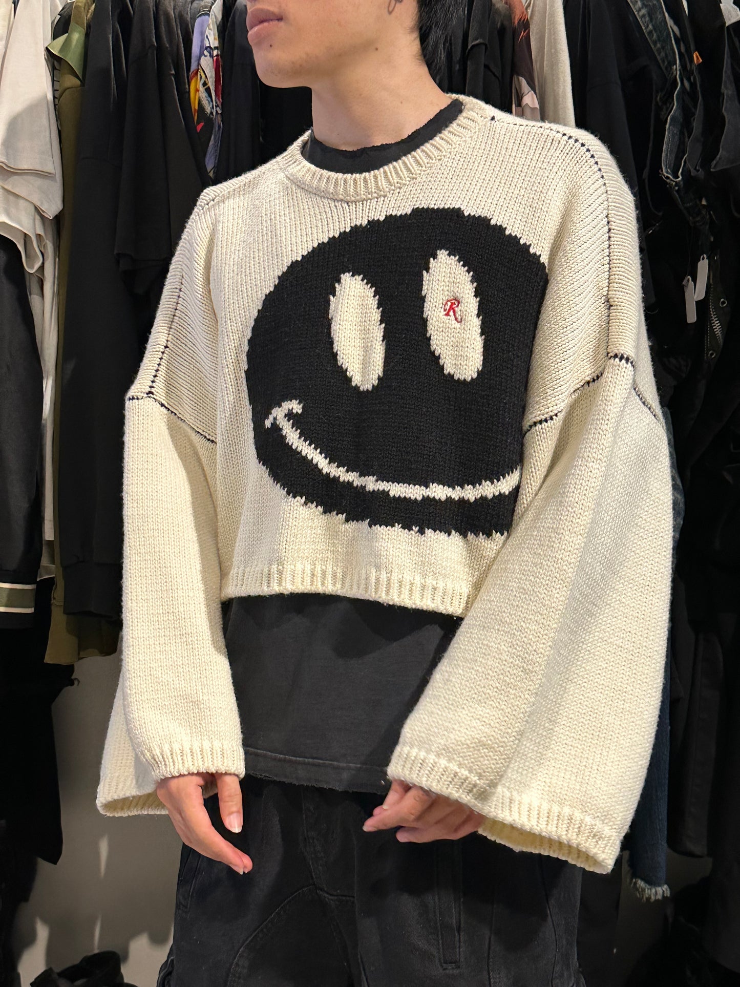 RAF SIMONS SS20 SMILEYFACE KNITTED SWEATER