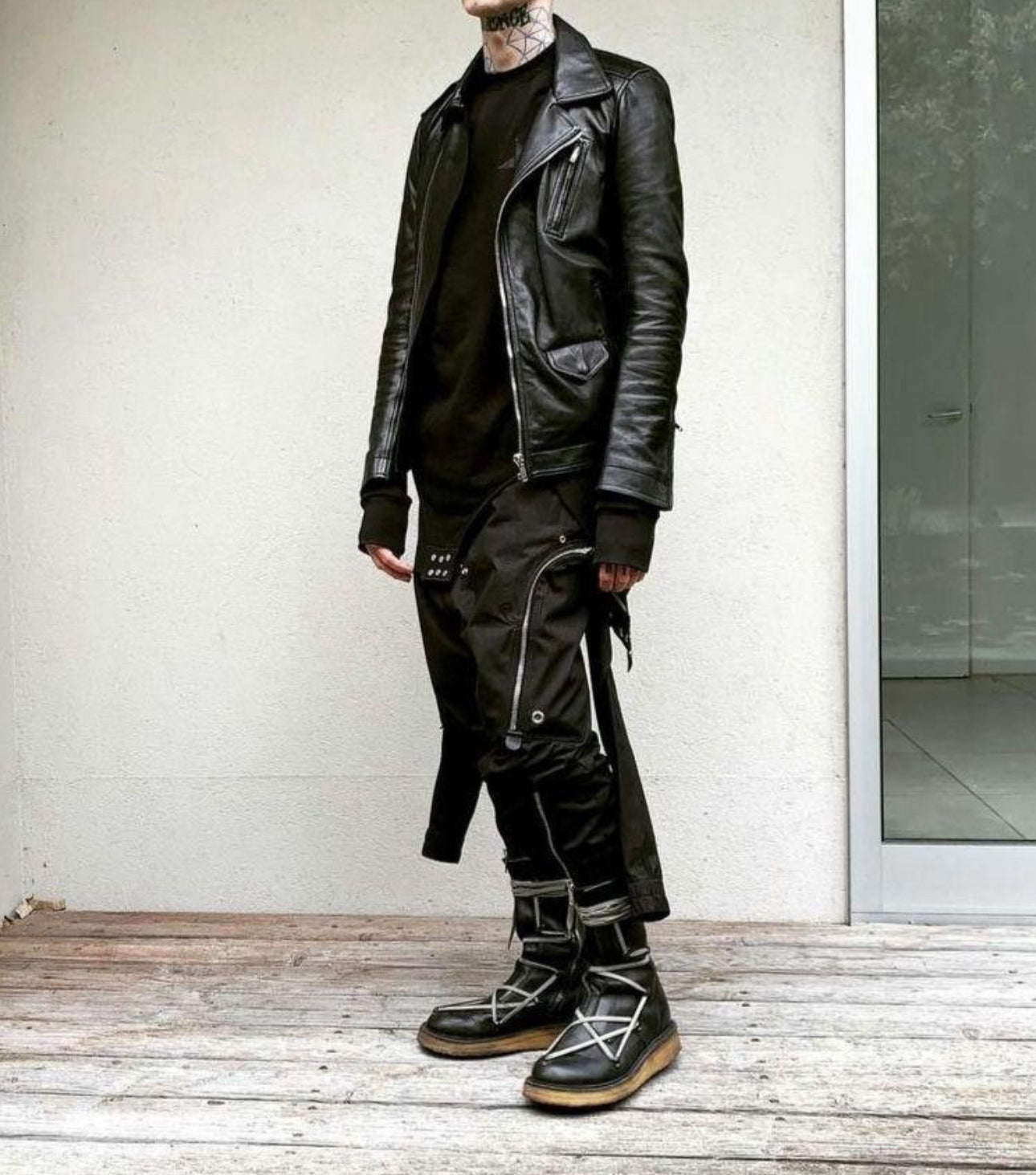 RICK OWENS Stooges Leather Biker Jacket 17AW